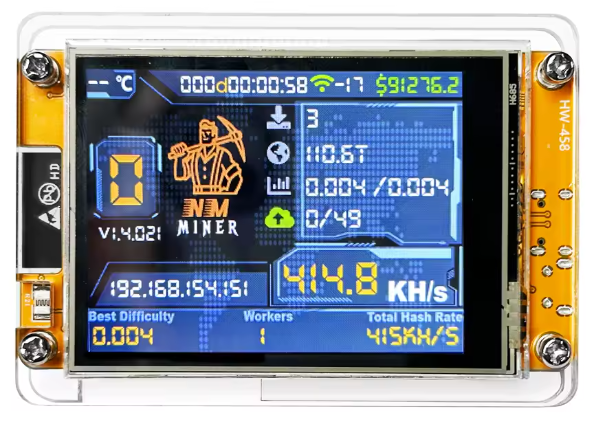 NerdMiner V2 Lucky Miner ESP32 Bitcoin Solo Hash Lottery Miner